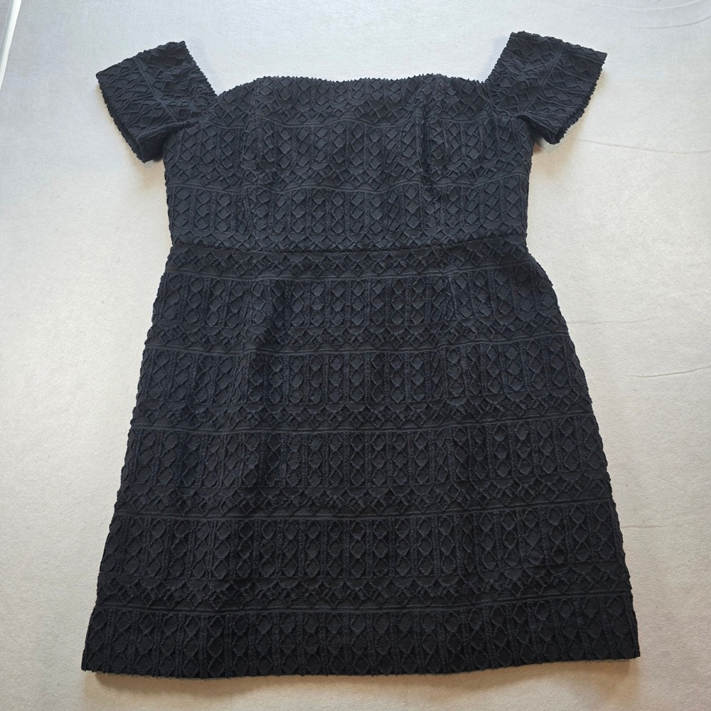 Vineyard Vines Black Jacquard Off Shoulder Cocktail Dress 16 NWT Coquette LBD